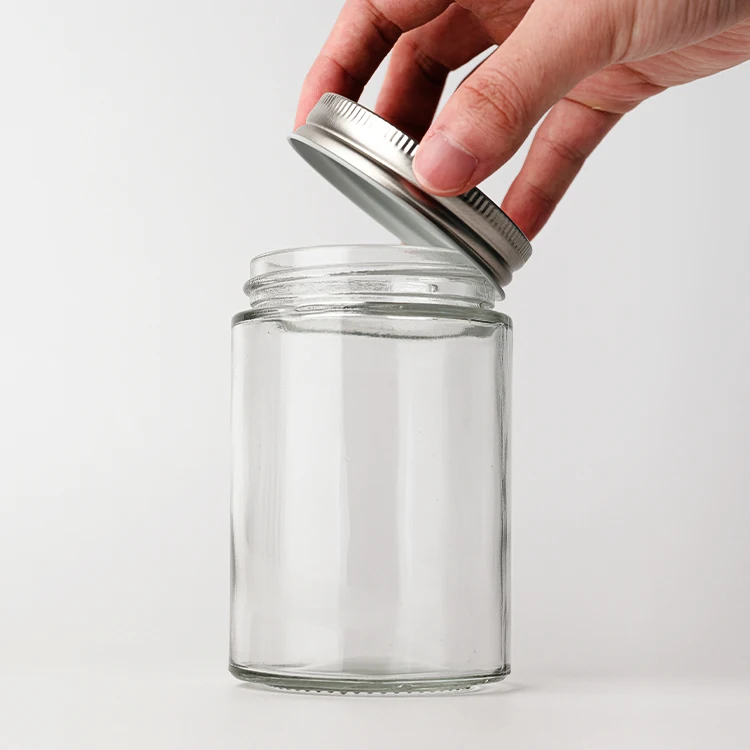 Bpa Free Clear 100Ml 200Ml 300Ml Fruit Package Hermetic Glass Jar With Aluminum Cap