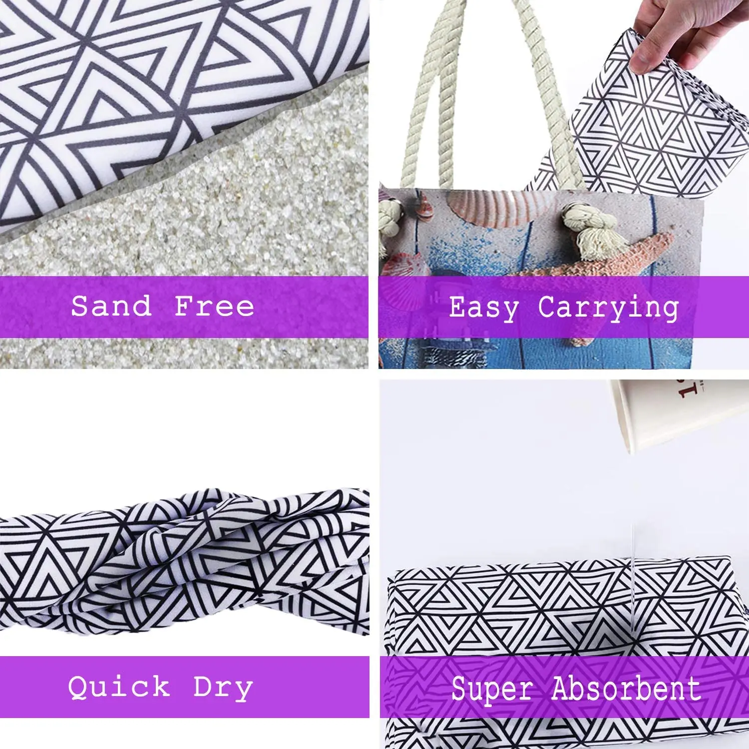 Впитывающий водой Коврик для йоги из переработанной замши и микрофибры, двухстороннее пляжное полотенце с принтом