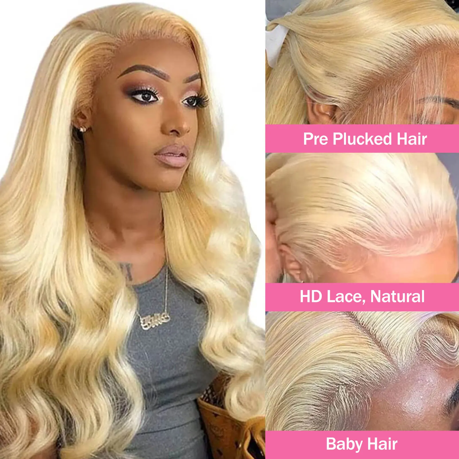 FH Top Quality  613  Vietnamese 100% Human Hair Wig 13x6 Transparent Lace Body Wave Wig Blonde Frontal Lace wig
