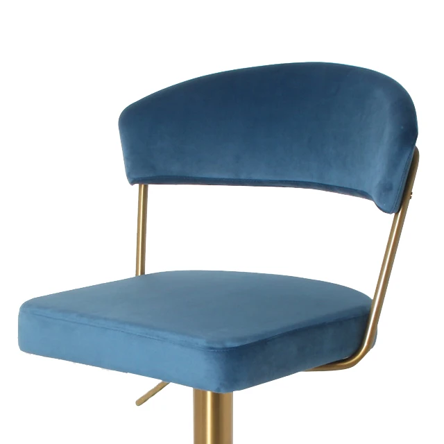 Foshan Modern Luxury Gold velvet bar stool chairs cafe gold swivel stainless steel bar stool