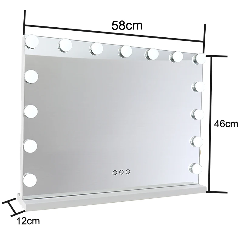 Hot Sale 58*45.5cm Classic Black Led Vanity Table Mirror Rectangular Hollywood Beauty Mirror for Hairdresser