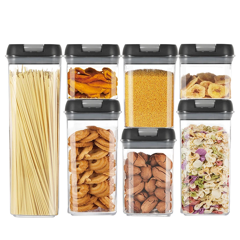 Amazon Hot Sale High Quality New Design 7pcs Airtight Dry Food Storage Container Set With Lid
