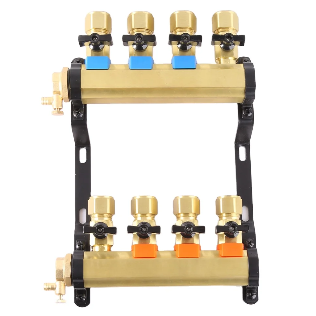 KF-ZY9  larger flow brass floor heating manifold  water mixing temperature control distribution parts