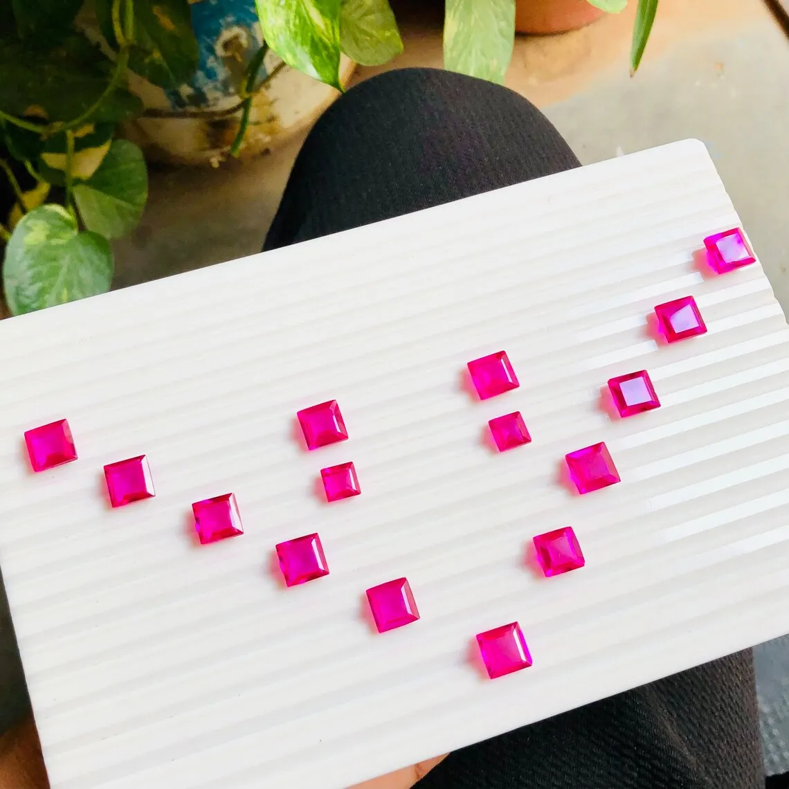 Pink Corundum Ruby Cushion Shape Cut Stone Loose Gemstone 20 Pcs Layout For Jewelry 100 Ct 6X6 15X15mm Wholesale Factory Price