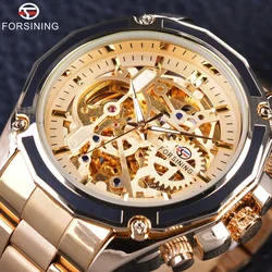 Forsining Watch Steampunk Design Fashion Business Dress Men Watch Top Brand Luxury Stainless Steel Automatic Skeleton Watch