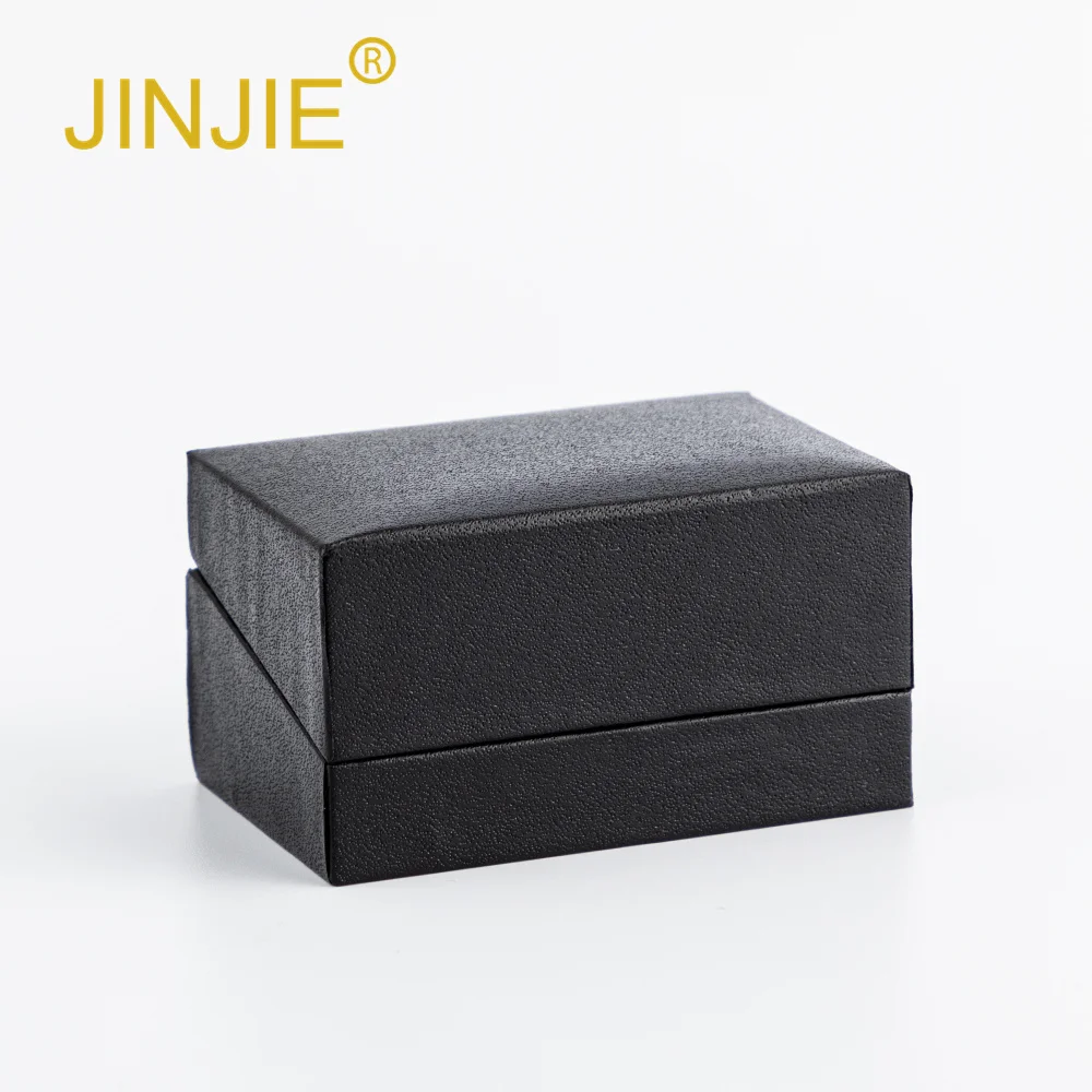JINJIE Ready to ship High quality classic gift box black square Two Bands Cufflinks box for men gift box