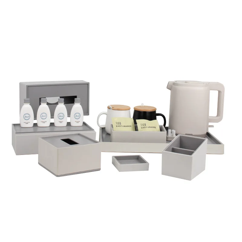 Customized family room bathroom accessories service tray Acrylic leather hotel facilities