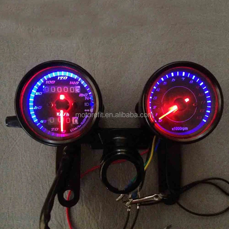 RTS 1Set Black Universal Motorcycle Speedometer Odometer Gauge 0 ~ 160 km/h 13000 rpm LED Backlight tachometer Instrument