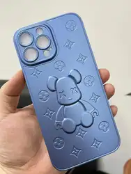 Plating 3D Violent Bear Soft TPU Protective Case For IPhone 14 13 Pro 12 XS Max Cell Phone Case Cover Camera Lens Protector