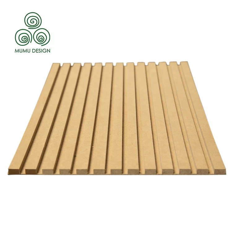 MUMU Multi-color India Cheap Plain Cladding 3D MDF Real Solid Wood Fluted Slats Wall Panel
