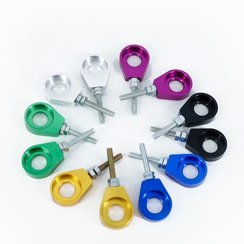 110cc 125cc 140cc Aluminum Chain Tensioner Adjuster Dirt Bike Pit ATV Motorcycle Scooter 12mm or 15mm Rear Wheel Axle Hole