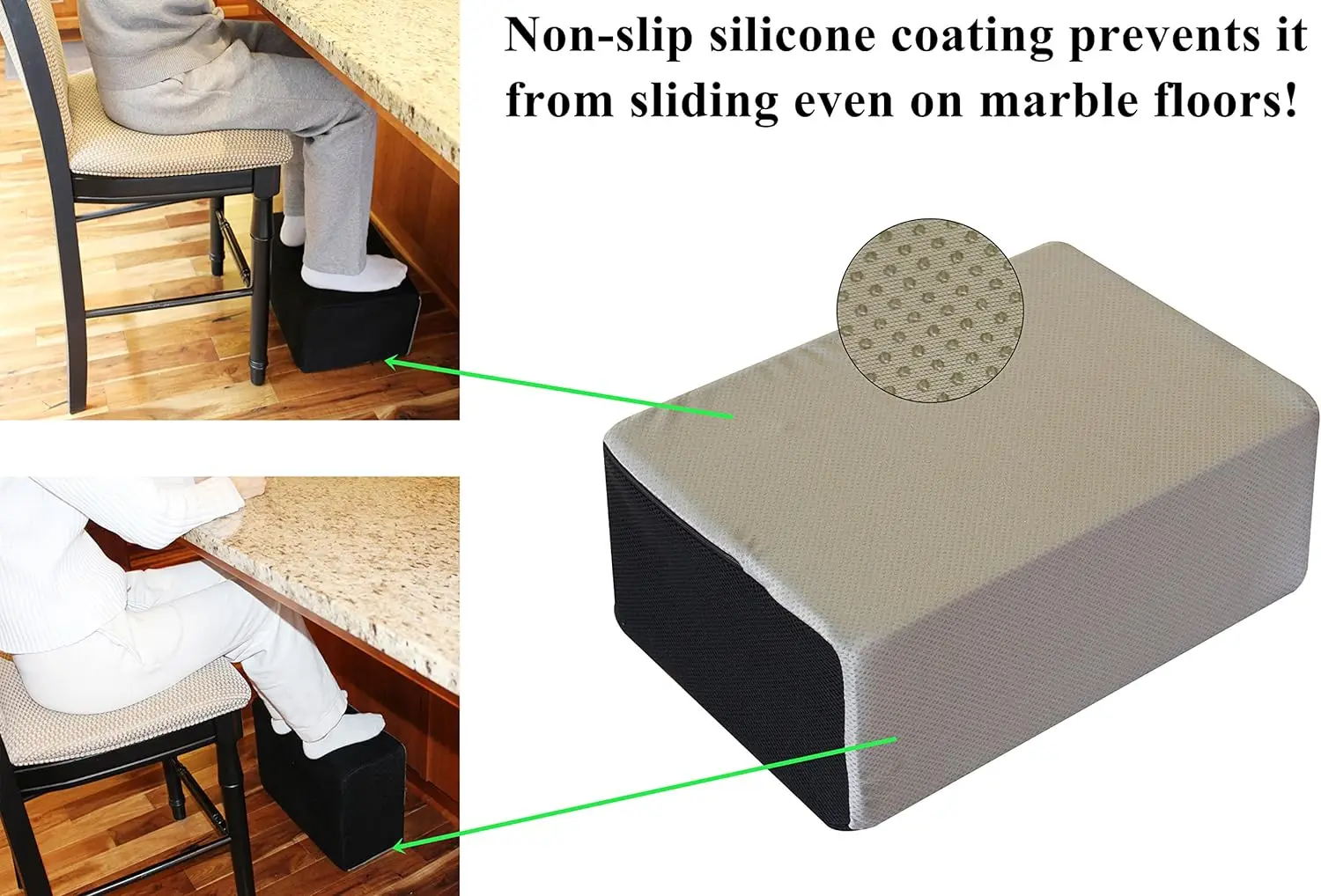 Foot Rest for Under Desk at Work-Comfortable Footrest with 2 Adjustable Heights for Car,Home and Office to Relieve Back,Lumbar