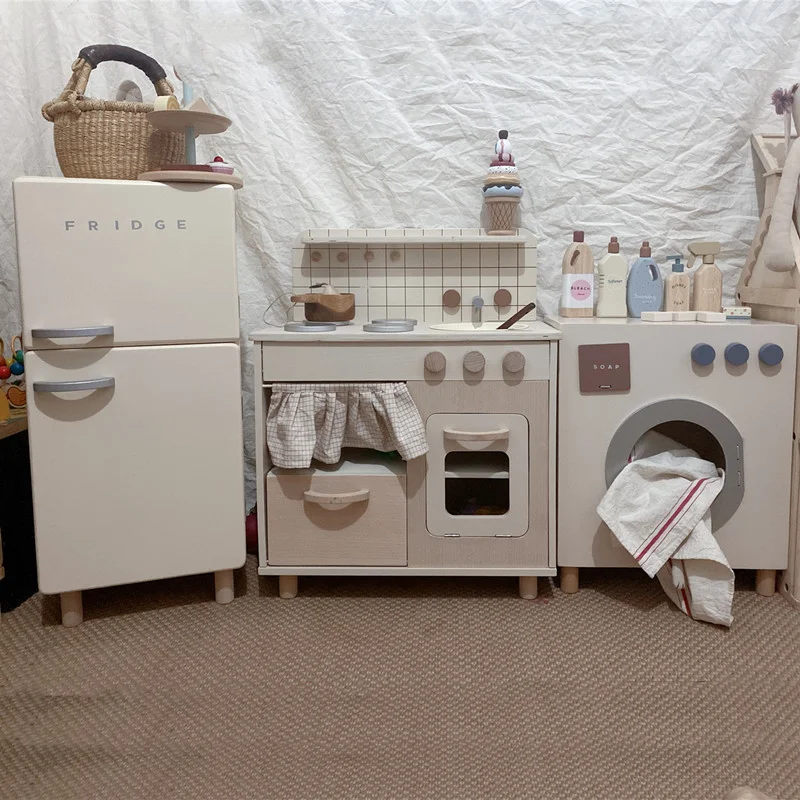 Factory supply eco-friendly wooden mini kitchen toys girl play house kitchen toys