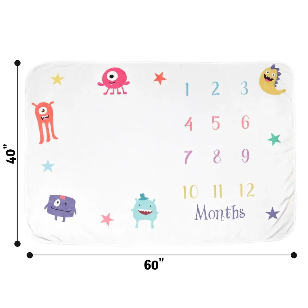 Large Premium Flannel Plush Fleece Blankets Baby Monthly Milestone Blanket Photography Background for Baby Boys Girls