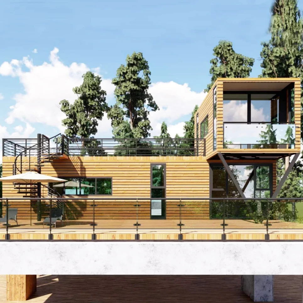 Steal prefab house small villa design prefabrik ev