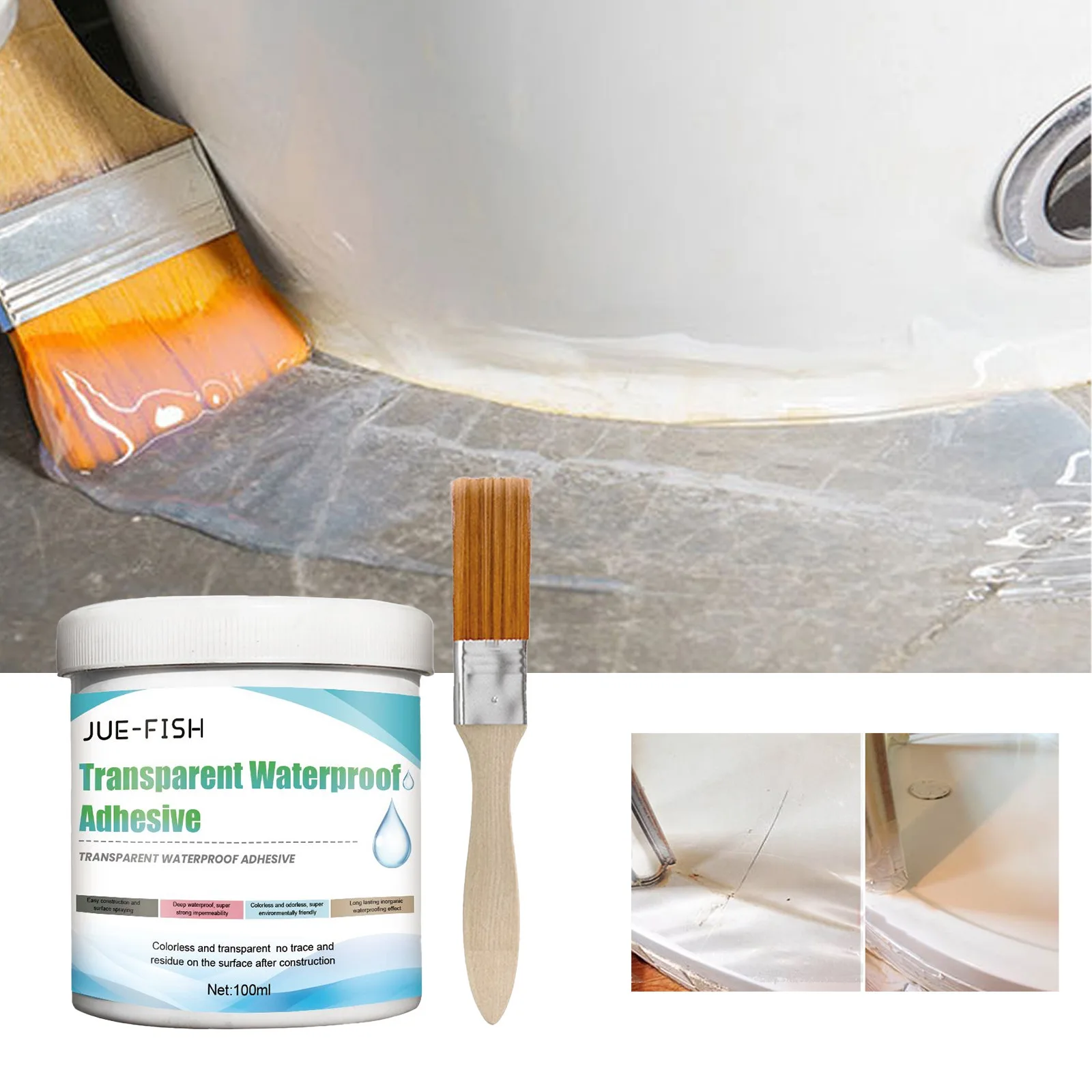 Custom Logo Jue-Fish Colorless Transparent Waterproof Adhesive Wall Floor Roof Leakage Sealant All Purpose Glue Adhesive