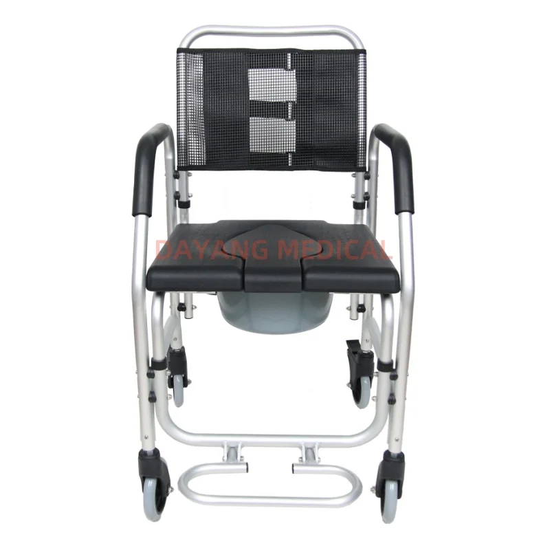 High Quality Light Weight Hospital Homecare Bathroom Safety Toilet Wheelchair Shower Commode Chair with Bedpan wheels