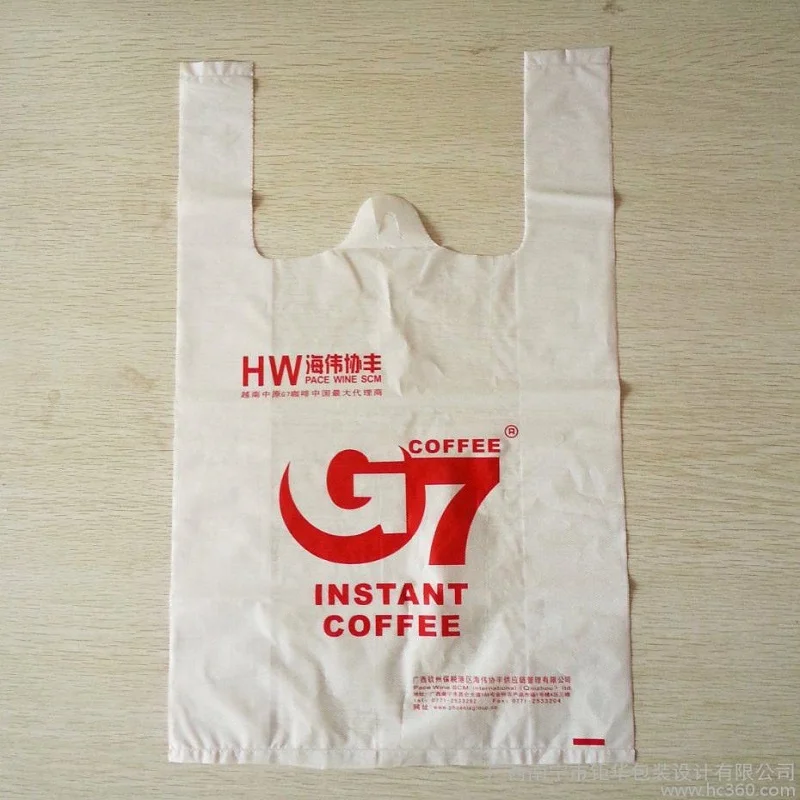 different color clear customized size plastic garbage bag t shirt bag