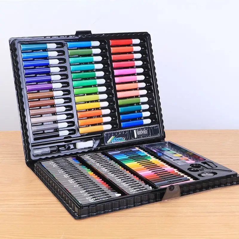 150 Pcs Kids Drawing Kit Children Painting Art Set Watercolored Pens Colored Pencil Oil Pastels Watercolor Paint  Art Box