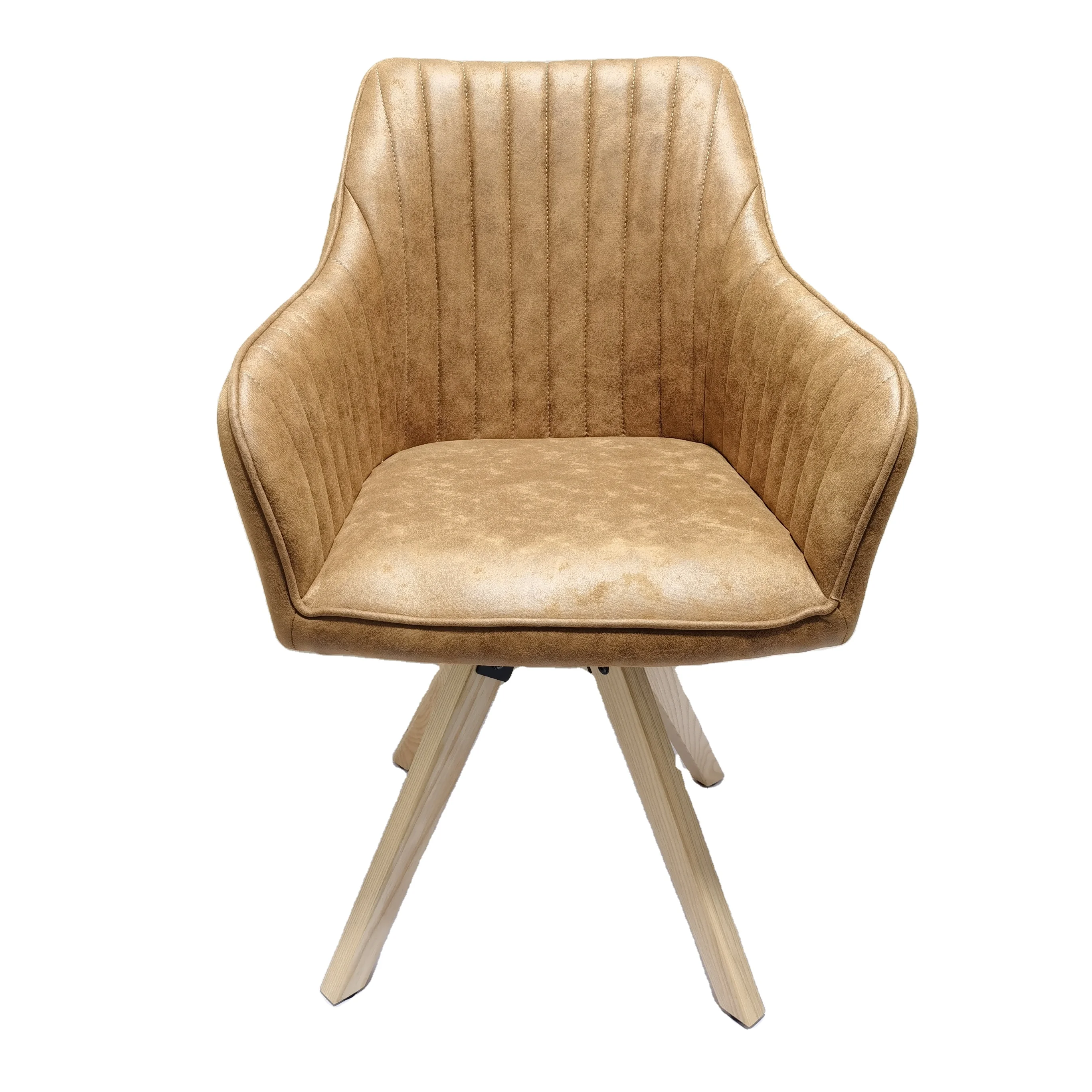 COBOWY Vintage Fabric Solid Wood Feet 360 Degree Turntable Vintage Fabric Dinning Chairs