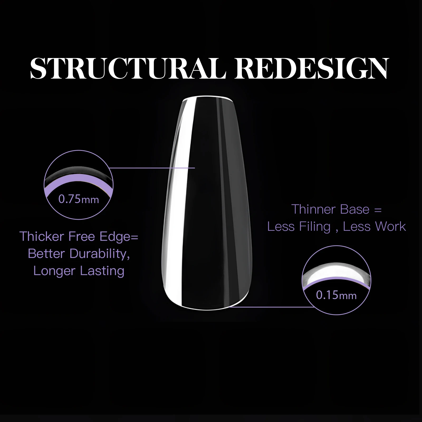 Personalized Halloween Label Sticker Coffin Full Cover Nail Tips Clear Soft Gel Nail Tip Custom Purple Box 602 Pieces Tips Nail