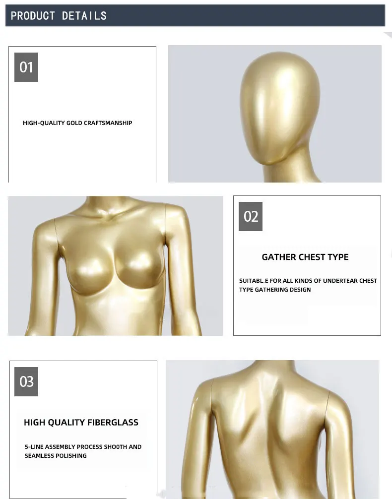 Boutique Shinny Gold Chrome Mannequin Silver Golden Display Shop Window Women Full Body Fiberglass Mannequins Female for ladies
