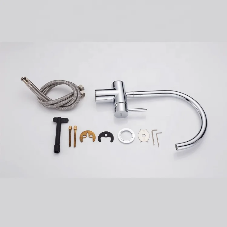 Dual Handle Deck Mount Waterfall Kitchen Faucets Brass Cold Hot Kitchen Sink Mixers