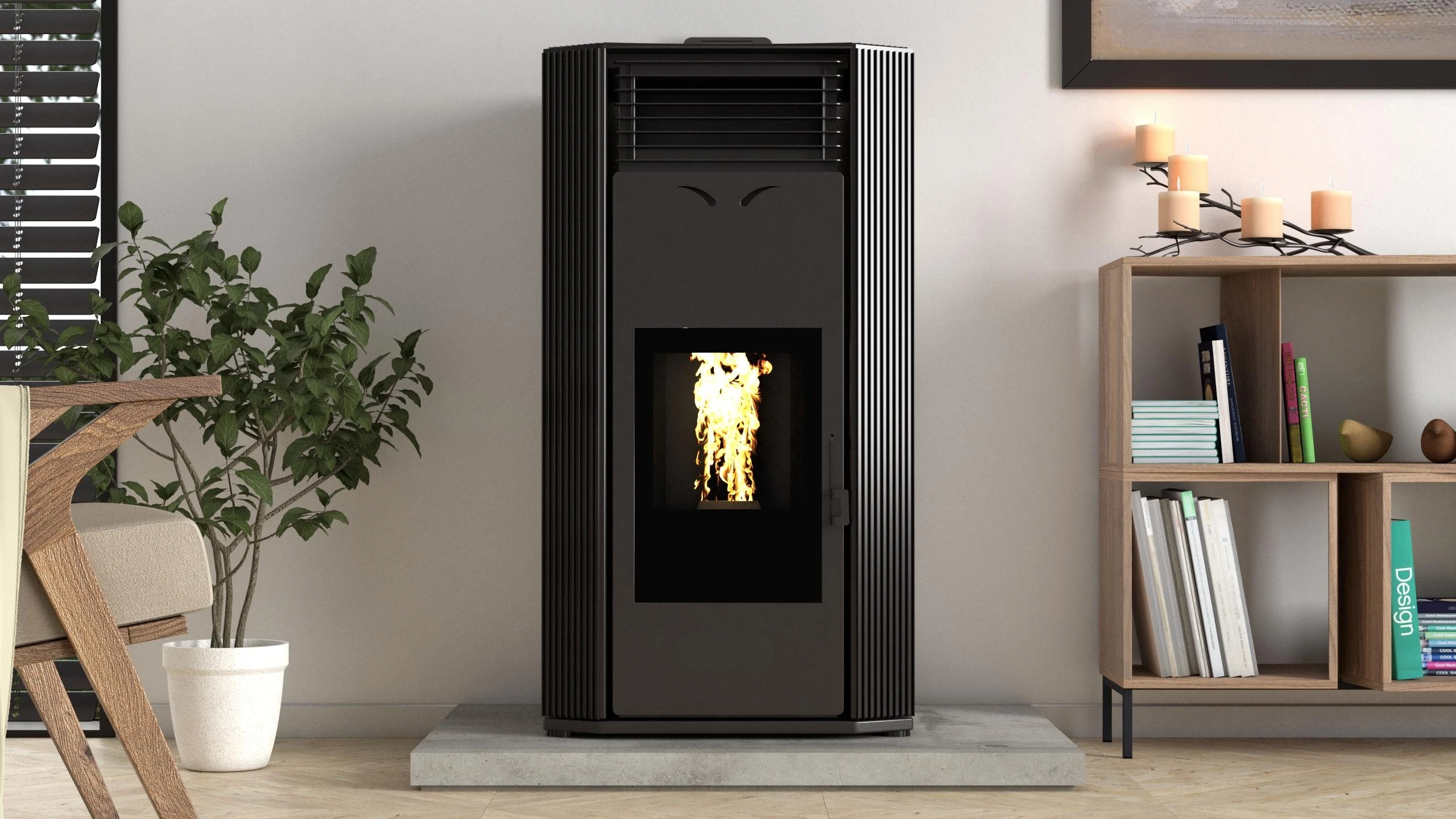 ECO-friendly Quiet and Efficient WIFI control panel Steel hydro Pellet Stove Fireplace Heater Radiator connection