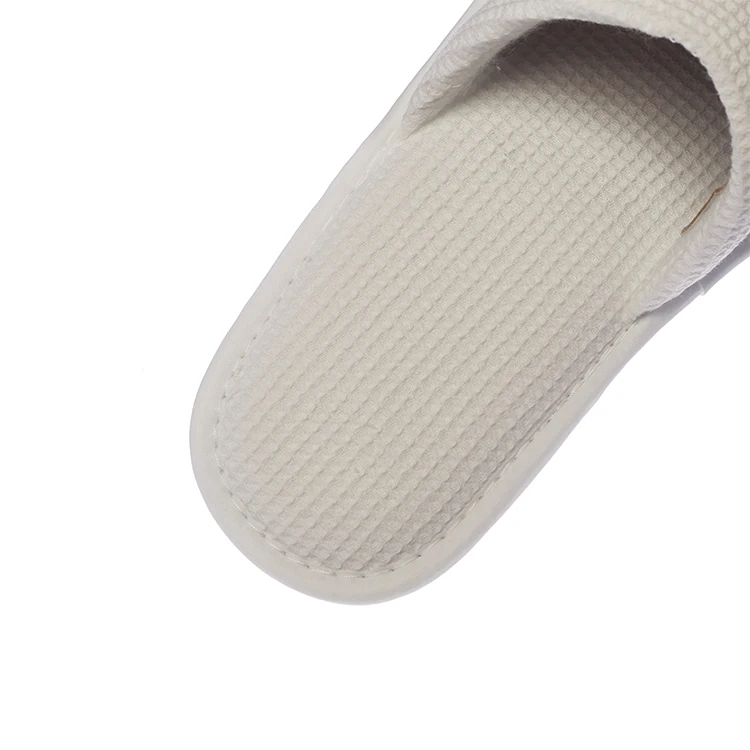 Customized logo white waffle disposable hotel slippers