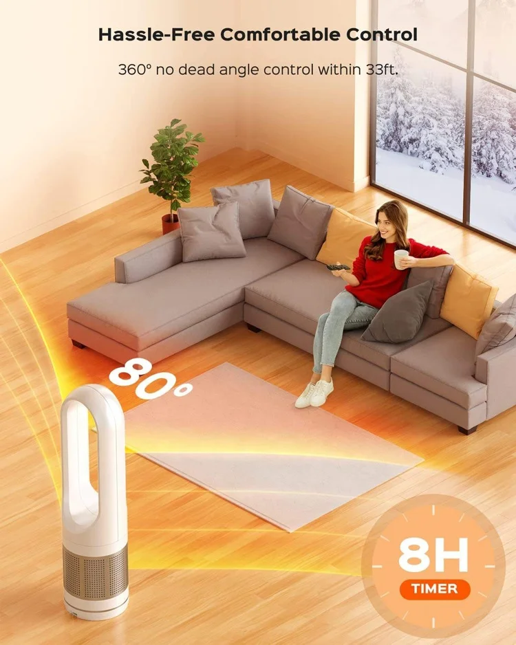3 In 1 Air Cooler And Heater Bladeless Fan  With Air Purifier Functions