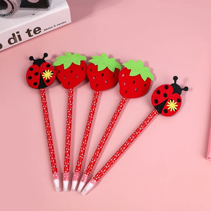 Strawberry Beetle Plastic Cartoon Pen Small Fresh Learning Stationery Beetle Neutral Pen