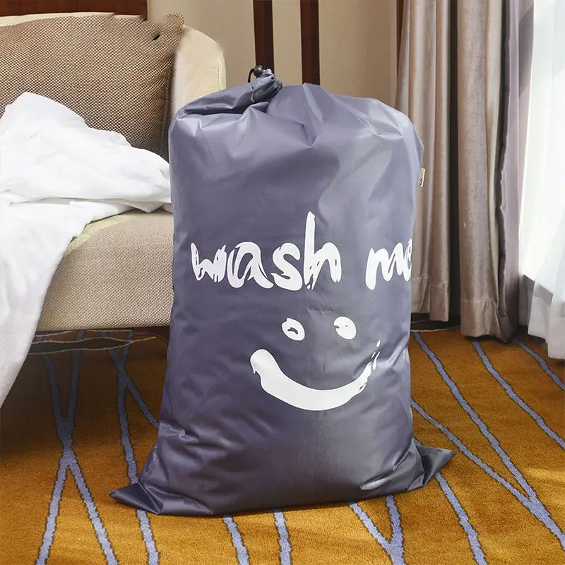 Extra Large Printed Travel Dirty Clothes Organizer Washable Pouch Nylon Polyester Drawstring Laundry Wash Bag