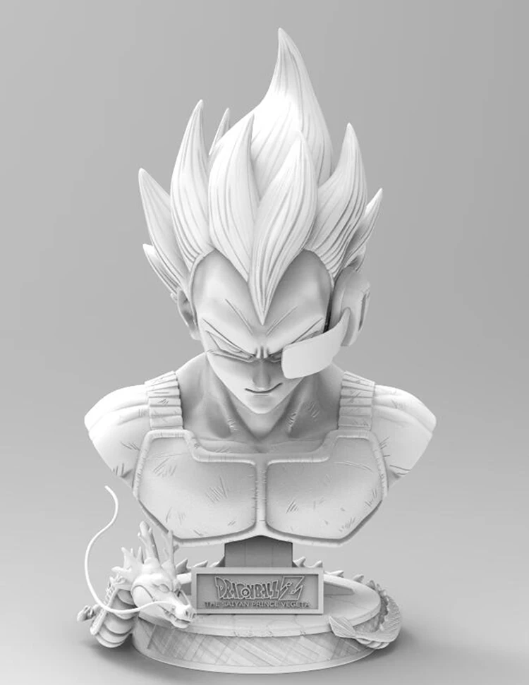 Custom Dragon Ball Vegeta resin bust sculpture 3D printing service copper/silver painting assembling model (1600284975989)