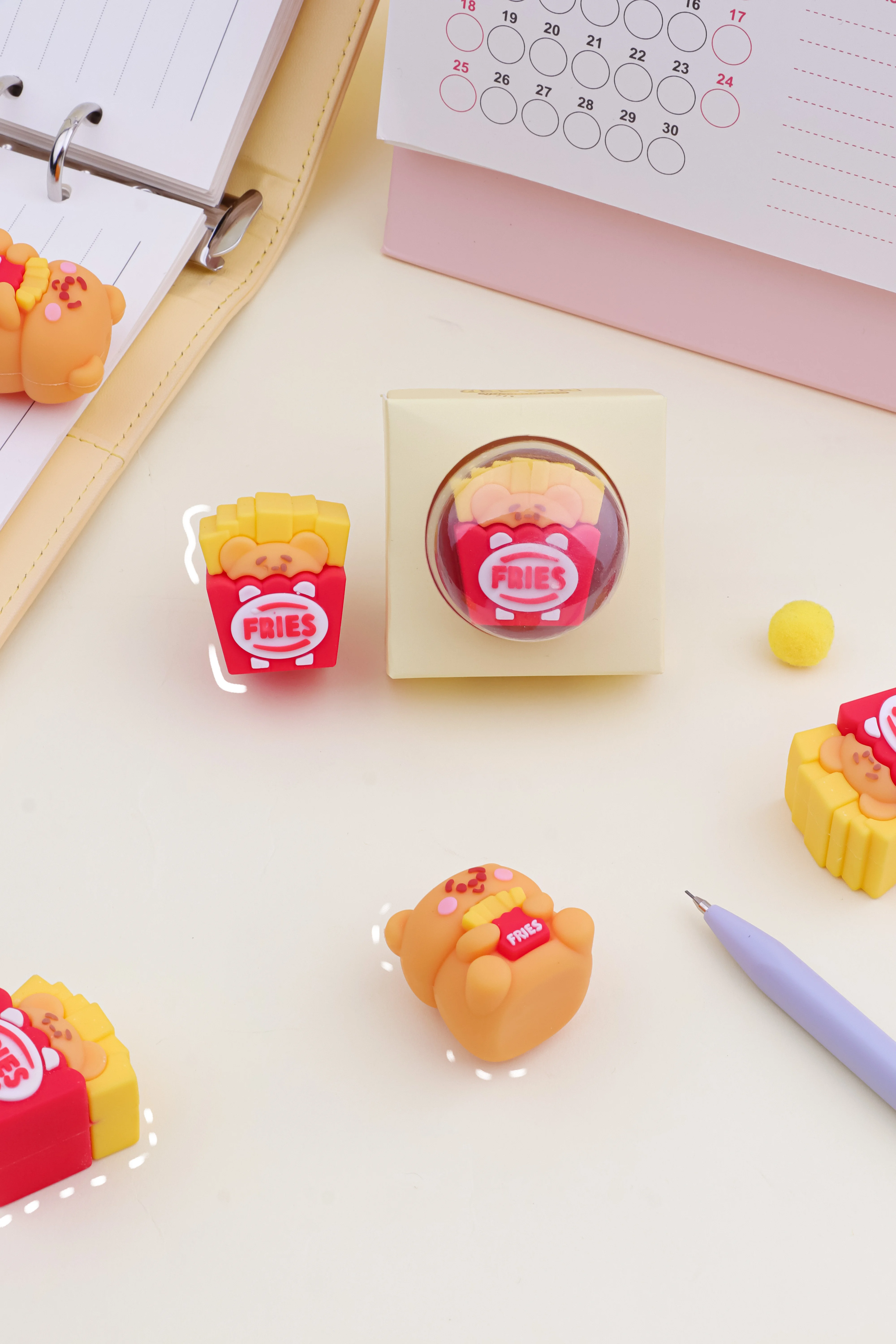 2022 KUKI Soft Pencil PVC Eraser cartoon Mini Bear shape kawaii Single Hole Eraser for kids gift toys