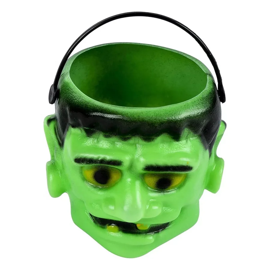 Multi-functional Novelties Terrify All Hallow Mas Pot Monster Trick or Treat Pots  with Handle for Halloween Candy Decorations