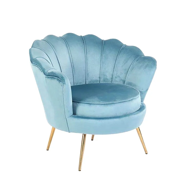 Nordic Design Style Single Leisure Sofa Chair Living Room Hotel Velvet Metal Leg Sofa Chair