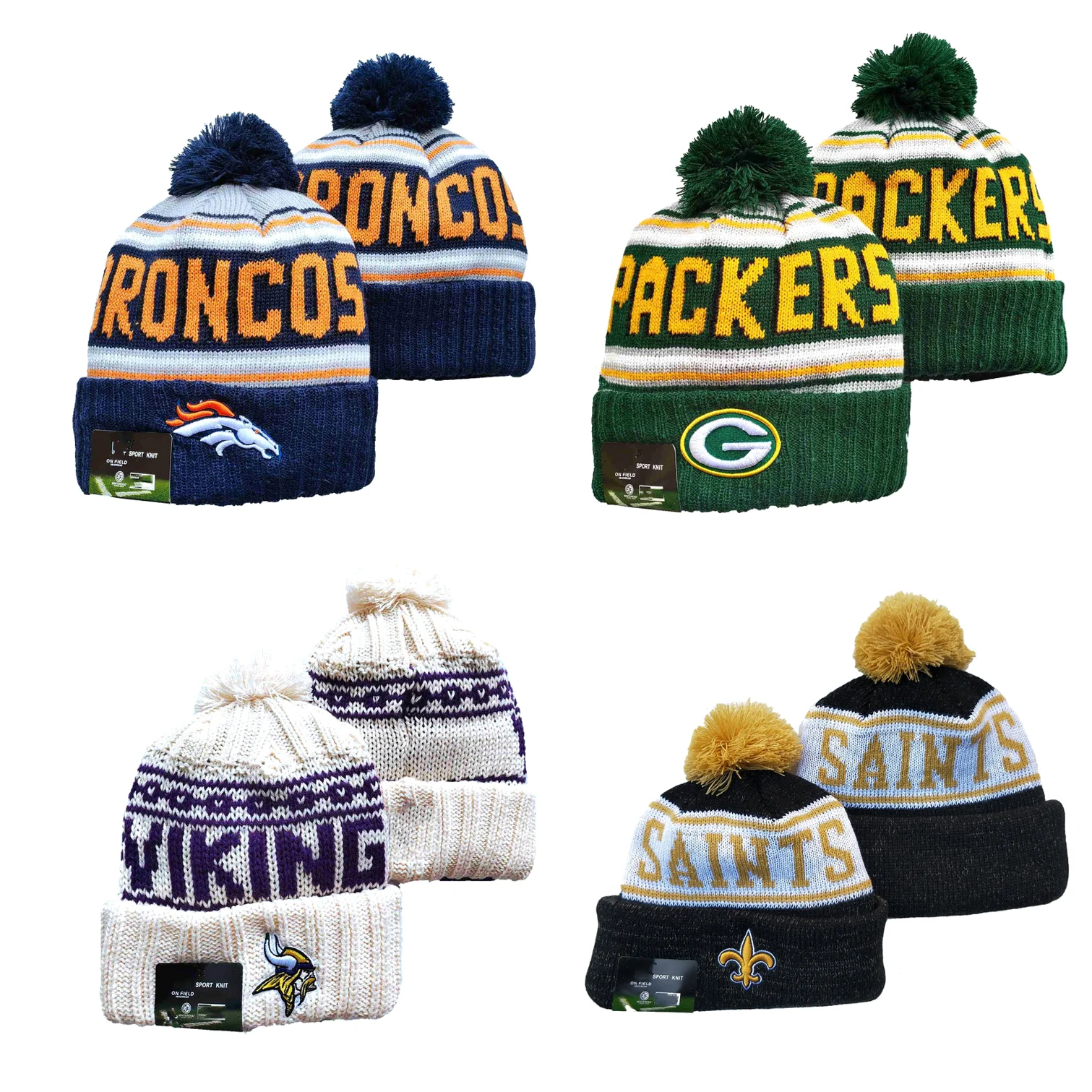 In stock new embroidery logo American USA knit football team cap era beanie winter hats for 32 teams