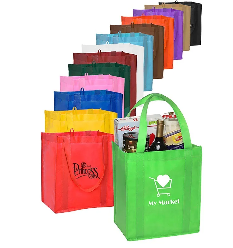 Custom Logo Printed Large Non-woven Bag Promotional Reusable Grocery Totes Bag Gift Heavy Duty PP Non Woven Shopping Bag