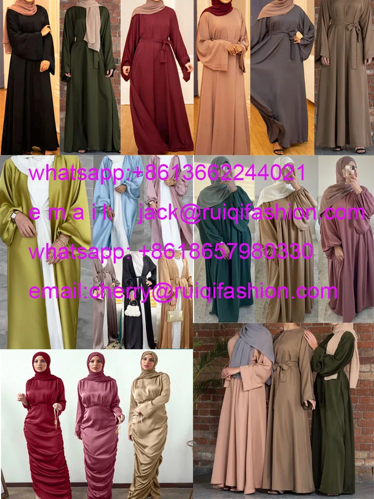 Abaya Dubai Turkey Solid Color Simple Modest Kaftan Islamic Clothing Abaya Muslim Dresses For Women
