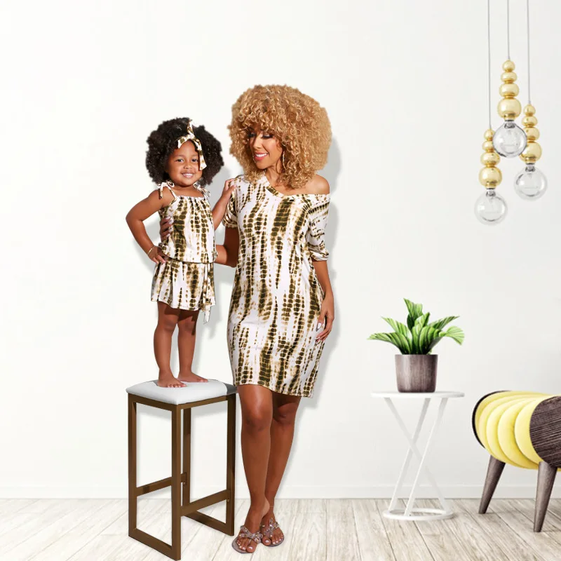 
Family Matching Floral Printed Sleeveless Dress Mother Daughter Set Parent-Child Dress Mommy And Me Summer Outfits 