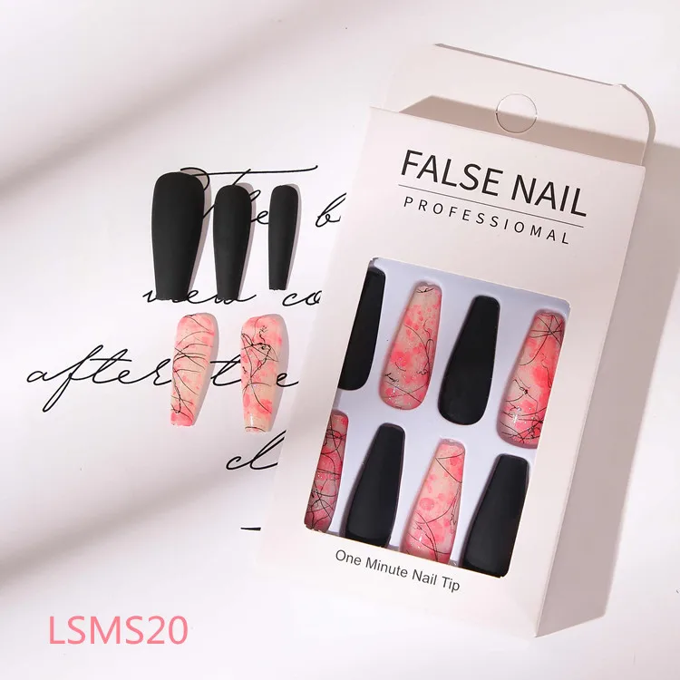 Full Cover Fingernails 24pcs/box False Nails Press On Nails Coffin Custom False Nails Artificial Fingernails