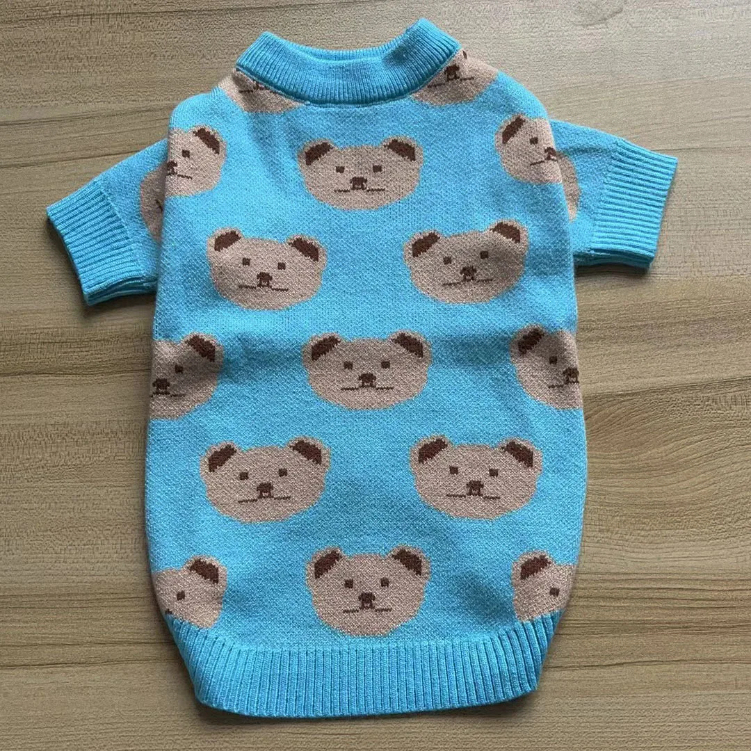 Ins Fashion Luxury Designer Pet Dog Cotton Sweater Dark Brown Color Cotton Pullover By Dropshipping For Winter Autumn Season