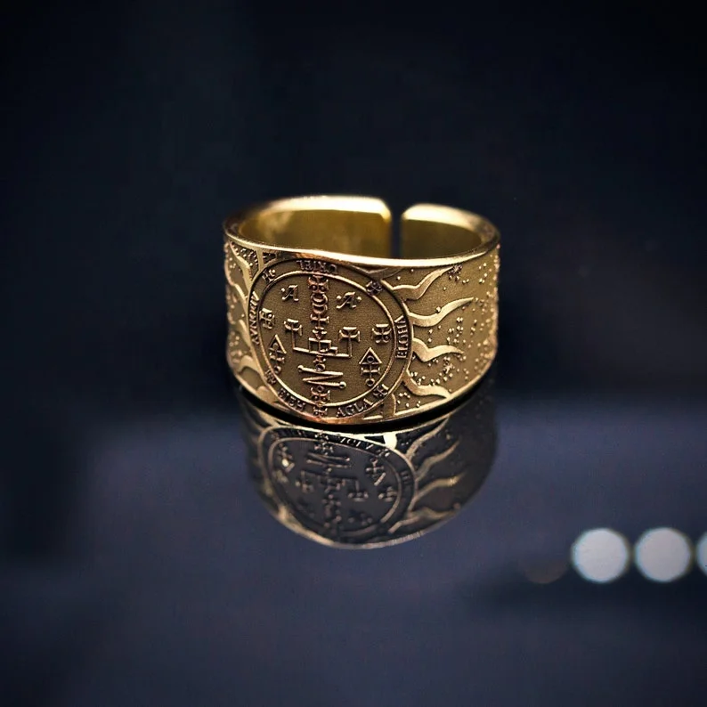 925 sterling silver Archangel URIEL Spirit of Prophesy Seal of Solomon kabbalah amulet adjustable ring kabbalah talisman angel