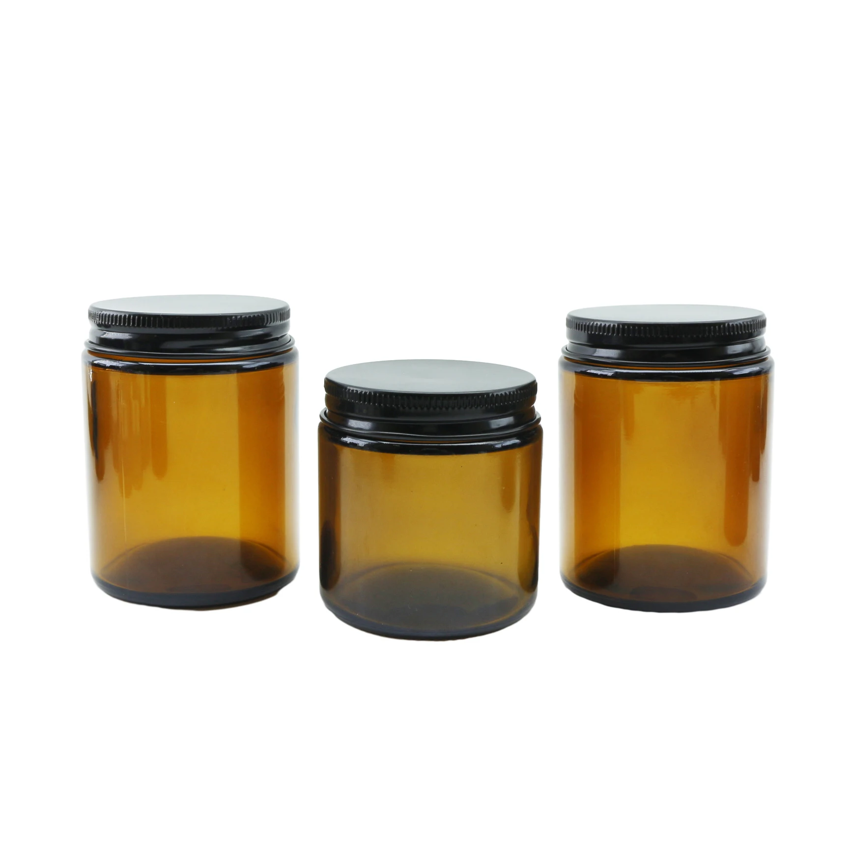 4oz 5oz 8oz Amber Empty Glass Scented Candle Jar With  Black