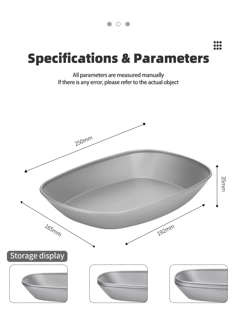 Titanium Pan Serving Platter Lightweight Camping Baking BBQ Plate Tray for Salad Pasta Snacks Cookies