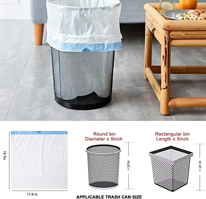 Drawstring Trash Bags Of Chinese Manufacturer 100% Biodegradable Reusable Bin Liner GRS Certified Recycled Plastic Garbage Bag