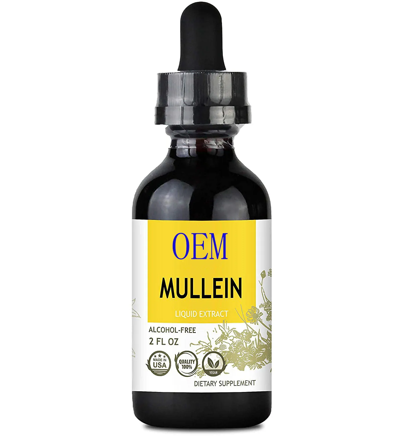 OEM Private Label Natural Organic Mullein Leaf Liquid Extract Drops