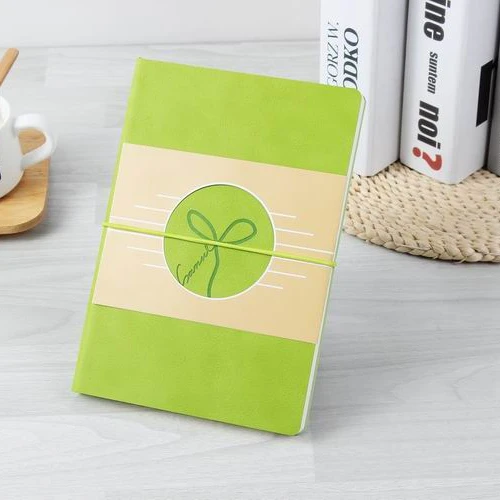 A5 grey PU travel notebook with elastic band