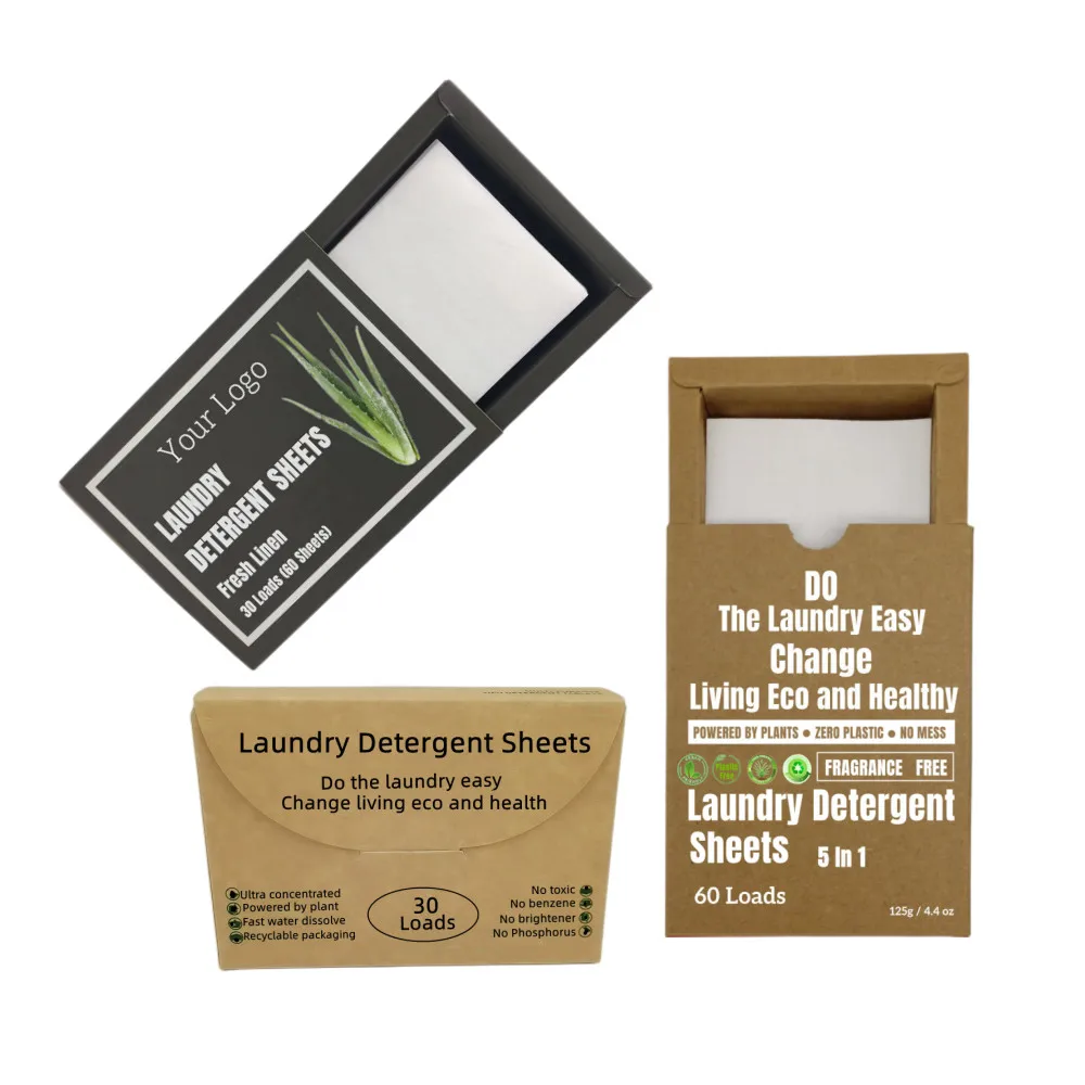 Custom Logo co Friendly Laundry Detergent Tablets Fragrance Laundry Washer Sheets Strips