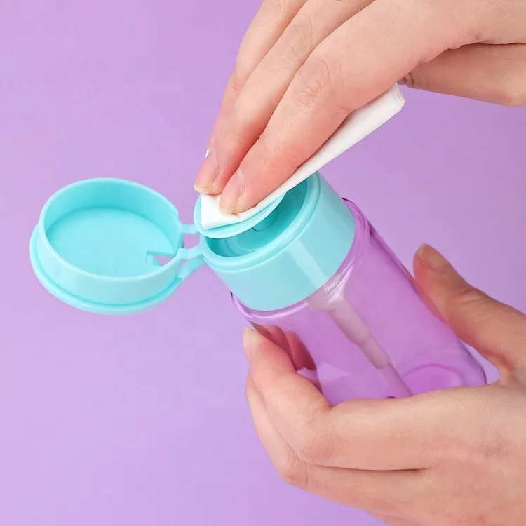 Luxury Empty 100ml Skin Toner Plastic Bottle Push Down Eye Makeup Nail Polish Remover Pump Dispenser Bottle